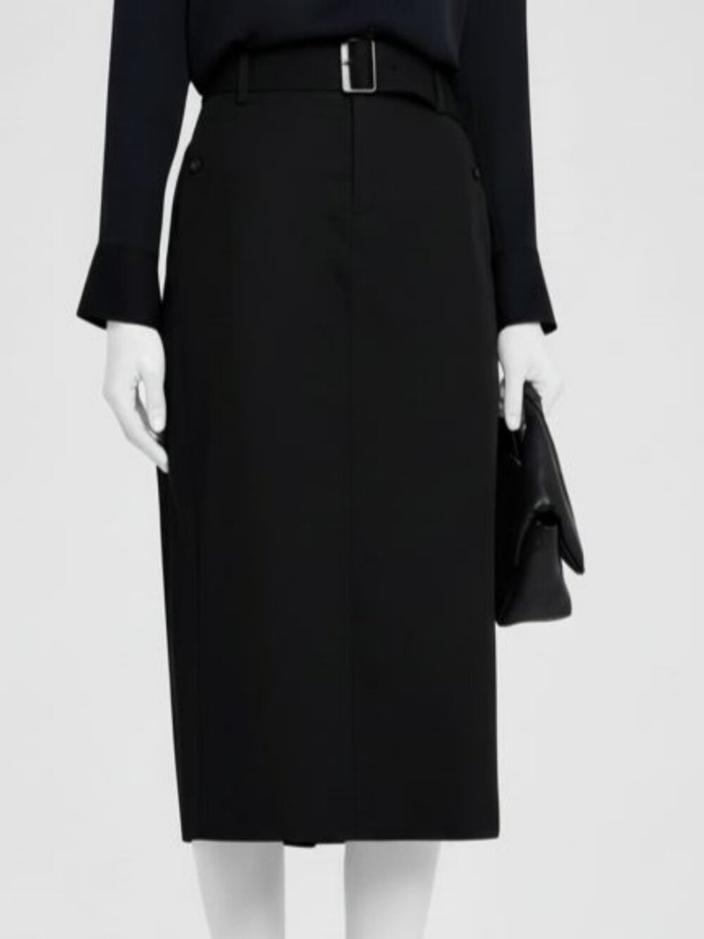 Vince Women's Black Belted Midi Pencil Skirt Size 12